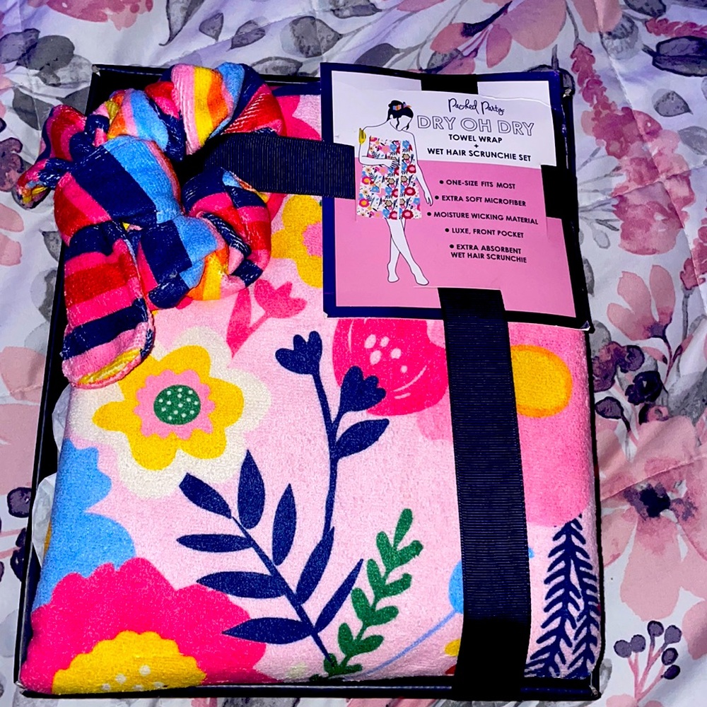 Microfiber towel wrap & wet hair scrunchie set